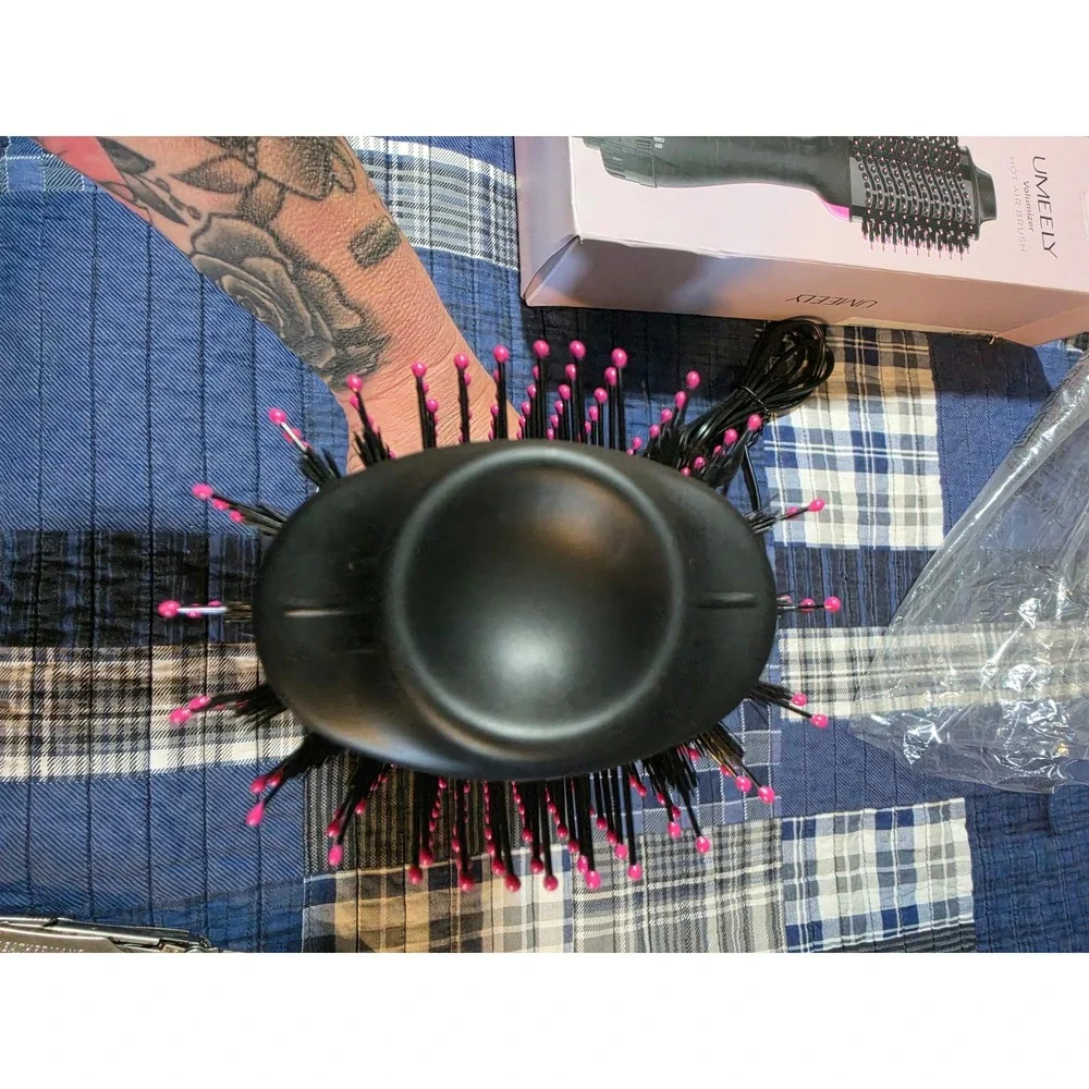 UMEELY Volumizer Hot Air Brush SY-8008 Black Pink Ceramic Hair Dryer Styler